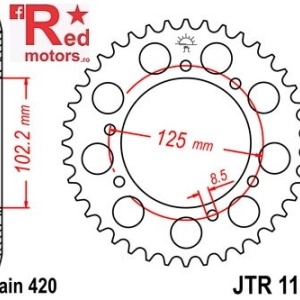 Foaie/pinion spate JTR1132.48 420 cu 48 de dinti pentru Derbi Senda 50