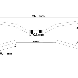 Homologated handlebars ACCOSSATO HBT174N Negru (diameter 22mm, length 861mm) - Img 2