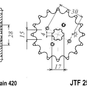 Kit de lant D.I.D Chain - Auriu lant 420 NZ, Non-sealed, pinion fata JT, foaie spate JT pentru HONDA CRF 110 F 2013-2025 - Img 3