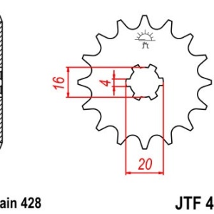Kit de lant EK - Argintiu lant 420 DEH, Non-sealed, pinion fata JT, foaie spate SUPERSPROX pentru SUZUKI RM 80 1986-1988 - Img 3