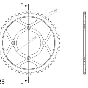 Kit de lant EK - Argintiu lant 428 DEH, Non-sealed, pinion fata SUPERSPROX, foaie spate SUPERSPROX pentru HONDA XR 100 R 1985-2003 - Img 4