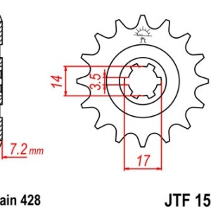 Kit de lant EK - Argintiu lant 428 SRO, O-ring, pinion fata JT, foaie spate JT pentru KAWASAKI KLX 140 (L) 2008-2024 - Img 2