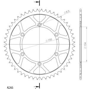 Kit de lant EK - Argintiu lant 520 DEX, X-Ring, pinion fata SUPERSPROX, foaie spate SUPERSPROX pentru KAWASAKI KX 125 1980 - Img 5