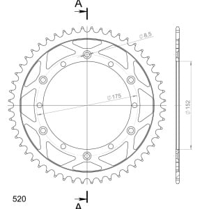 Kit de lant EK - Argintiu lant 520 DEX, X-Ring, pinion fata SUPERSPROX, foaie spate SUPERSPROX pentru YAMAHA WR 500 1992 - Img 5