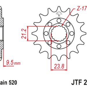 Kit de lant EK - Argintiu lant 520 SRO, O-ring, pinion fata JT, foaie spate JT pentru HONDA CR 250 R 1992-1993 - Img 3