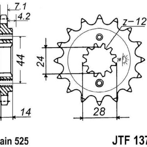 Kit de lant EK - Argintiu lant 525 DEX, X-Ring, pinion fata JT, foaie spate JT pentru HONDA VT 750 C / C2 Shadow 1998-2007 - Img 3