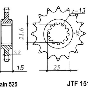 Kit de lant EK - Argintiu lant 525 SRO, O-ring, pinion fata JT, foaie spate JT pentru KAWASAKI ZX-6R 600 Ninja (<2002) 1995-1997 - Img 3