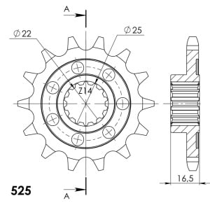 Kit de lant EK - Argintiu lant 525 SRX, X-Ring, pinion fata SUPERSPROX, foaie spate SUPERSPROX pentru DUCATI Sport / S 1000 2007-2008 - Img 3