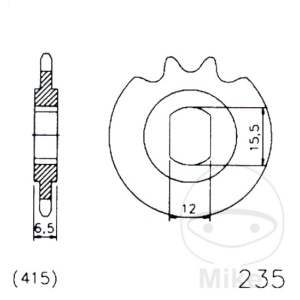Pinion fata JMT 13T, pitch 415 elongated hole 12/15.5