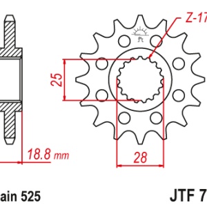 Pinion fata JT JTF 704-15 15T, 525 - Img 2