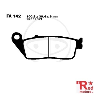Placute frana fata CARBON SCOOTER EBC 100.2x39.4x9 FA142 pentru BMW C 600 Sport ABS, Daelim Damien 125, Kawasaki J 300 A, Kymco Superdink 125, Peugeot Satelis 500
