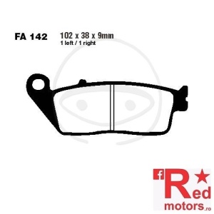 Placute frana fata SEMI-SINT V EBC 102x38x9 FA142 pentru Cagiva Gran Canyon 900, Navigator 1000, Daelim VJF 250, Honda CB 400, CB 650, CBR 1000, Suzuki GSF 600, Triumph Thruxton 865, Yamaha WR 250 X