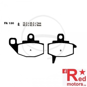 Placute frana fata SINTERED R EBC MX 73.3x49.3x7/60.8x62.8x9 FA130 pentru Kawasaki KLR 650, KX 125, KX 250, KX 500