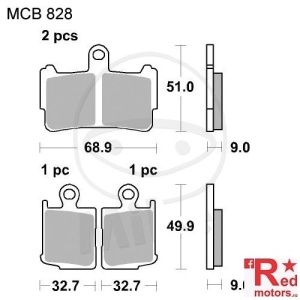 Placute frana fata SINTERED TRW ALTN 68.9x51x9/32.7x32.7x49.9x9 MCB828 pentru Honda VFR 1200