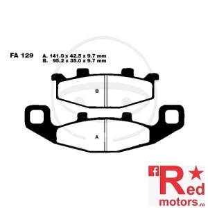 Placute frana fata sinterizate 141.0x42.5x9.7/95.2x35.0x9.7 EBC FA129 pentru Kawasaki ER 500 A Twister, GPX 600, GPZ 900, GTR 1000, KLE 500, ZR 550, ZR 1100, ZZR 250, ZZR 600