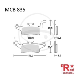 Placute frana fata STANDARD TRW 108.9x50.6x9.8/113x41.4x9 MCB835 pentru Yamaha HW 125, YW 125