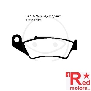 Placute frana fata STD EBC ALTN 94x34.2x7.5 FA185 pentru Gas Gas MC 250, HM-Moto CRE 500 X, CRE F 250, CRE F 290, CRE F 300