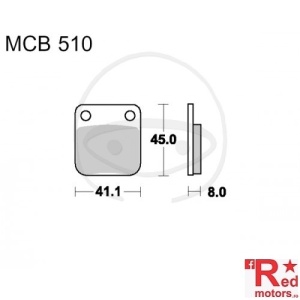Placute frana fata STD TRW ALTN 41.1x45x8 MCB510 pentru AJS DD 50 E-2, Daelim NS 125, Otello 125, S1 125, Honda CG 125, Kawasaki KLX 125, KVF 360