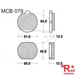 Placute frana fata STD TRW ALTN 51x54.5x12.3/50.5x42.6x12.5 MCB079 pentru Kawasaki KH 250, KH 400, Z 650, Z 1000