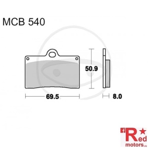 Placute frana fata STD TRW ALTN 69.5x50.9x8 MCB540 pentru Aprilia RS 250, RS4 50, RS4 125, Beta Euro 350, Cagiva Mito 125, Ducati 748 748, 916 916, Monster 600