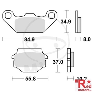 Placute frana fata STD TRW ALTN 84.9x34.9x8/55.8x37x10.2 pentru Kawasaki KEF 300, KFX 250