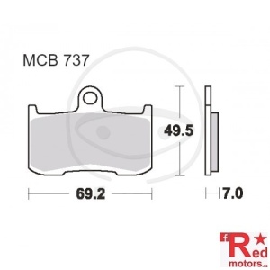 Placute frana fata STD TRW LUCAS 69.2x49.5x7 MCB737 pentru Kawasaki Z 800 A, Suzuki GSX 1300, Triumph Daytona 675, Triumph Tiger 1050, Victory Cross Roads 1800, Victory Vegas 1800