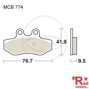 Placute frana fata STD TRW LUCAS 76.7x41.9x9.5 MCB774 pentru MBK XC 125 X, Yamaha XC 125 X