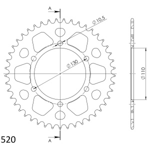 Rear ALU sprocket SUPERSPROX RAL-486:44-BLK Negru 44T, 520 - Img 2