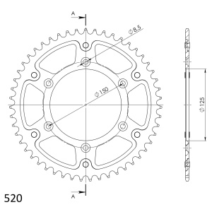 Rear sprocket SUPERSPROX STEALTH RST-990:52-BLK Negru 52T, 520 - Img 2