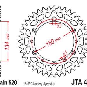 Foaie spate ALU JT JTA 460-50BLK 50T, 520 Negru - Img 2