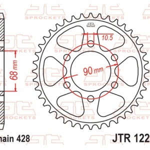 Kit de lant D.I.D Chain - Argintiu lant 428 D, Non-sealed, pinion fata JT, foaie spate JT pentru HONDA CB 125 R 2018-2020 - Img 7