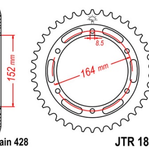 Kit de lant D.I.D Chain - Argintiu lant 428 VX, X-Ring, pinion fata JT cauciucat, foaie spate JT pentru YAMAHA SR 500 1991 - Img 5