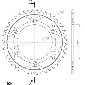 Kit de lant D.I.D Chain - Argintiu lant 520 VX, X-Ring, pinion fata JT cauciucat, foaie spate SUPERSPROX pentru KTM LC4 620 Adventure 1997-1998 - Img 5