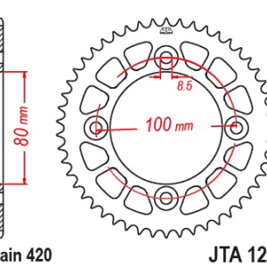 Kit de lant EK - Argintiu lant 420 DEH, Non-sealed, pinion fata JT, foaie spate JT pentru HONDA CRF 110 F 2013-2025 - Img 5