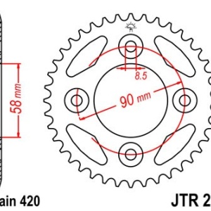 Kit de lant EK - Argintiu lant 420 DEH, Non-sealed, pinion fata JT, foaie spate JT pentru HONDA ANF 125 Innova 2003-2012 - Img 5