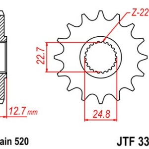 Kit de lant EK - Argintiu lant 520 MRD, Non-sealed, pinion fata JT, foaie spate JT pentru ATV POLARIS Xplorer 300 4x4 1996-1999 - Img 3