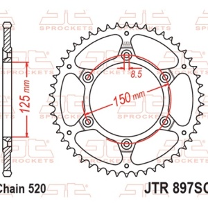 Kit de lant EK - Argintiu lant 520 SRO, O-ring, pinion fata SUPERSPROX, foaie spate JT pentru KTM LC4 625 Super Competition Supermoto 2002 - Img 6