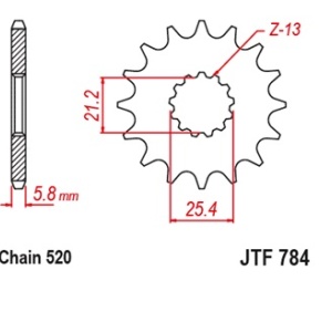 Pinion fata JT JTF 784-15RB 15T, 520 rubber cushioned - Img 2