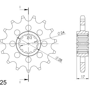 Pinion fata SUPERSPROX CST-1371:15 15T, 525 - Img 2