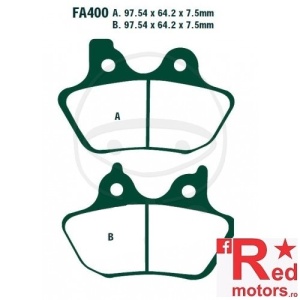 Placute frana fata SEMI-SINT V EBC 97.54x64.2x7.5/97.54x64.2x7.5 FA400 pentru Harley Davidson FLHR 1450, FLHTCUI 1450, FLSTFSE2 1690, XL 1200, XLH 883