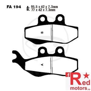 Placute frana fata STD EBC ALTN 95.5x42x7.3/77x42x7.3 FA194 pentru Generic Trigger 125, Hercules ZX 50, HM-Moto CRE 50, CRE F 125, Keeway TX 50, TX 125