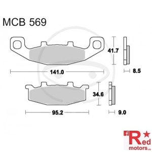 Placute frana fata STD TRW ALTN 141x41.7x8.5/95.2x34.6x9 MCB569 pentru Kawasaki ER 500, GPX 600, GPX 750, GPZ 500, GTR 1000, ZR 750, ZZR 1100