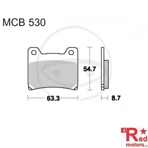 Placute frana fata STD TRW ALTN 63.3x54.7x8..7 MCB530 pentru Norton Rotary 600, Yamaha BT 1100, FJ 1100, FZ 750, FZR 600, RD 350, TDM 850