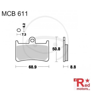 Placute frana fata STD TRW ALTN 68.9x50.8x8.8 MCB611 pentru Yamaha BT 1100, FJR 1300, FZ1 1000, FZ6 S2 600, FZ8 800