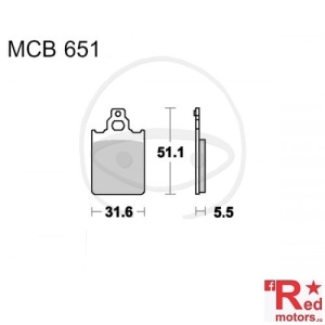 Placute frana fata STD TRW LUCAS 31.6x51.1x5.5 MCB651 pentru Italjet Formula 50, Piaggio Quartz 50, Vespa PX 125, PX 150