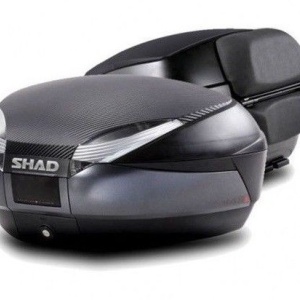 Top case SHAD SH48 D0B48306R Gri inchis with backrest, carbon cover and PREMIUM SMART lock
