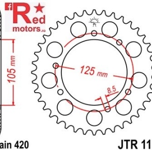 Foaie/pinion spate JTR1131.53 420 cu 53 de dinti pentru Aprilia RX 50, Derbi Senda 50