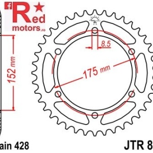 Foaie/pinion spate JTR839.51 428 cu 51 de dinti pentru Yamaha DT 125