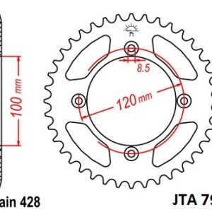 Foaie spate ALU JT JTA 798-47 47T, 428