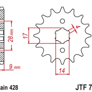 Kit de lant D.I.D Chain - Argintiu lant 428 VX, X-Ring, pinion fata JT, foaie spate JT pentru APRILIA RS 125 4T 2017-2020 - Img 3